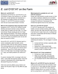 <em>E. coli</em> O157:H7 on the Farm Fact Sheet