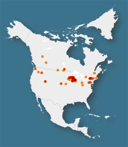U.S. and Canada map of RF-DASH trainings