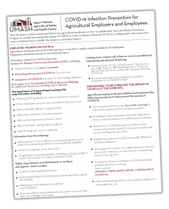 COVID-19 Infection Prevention for Agricultural Employers and Employee
